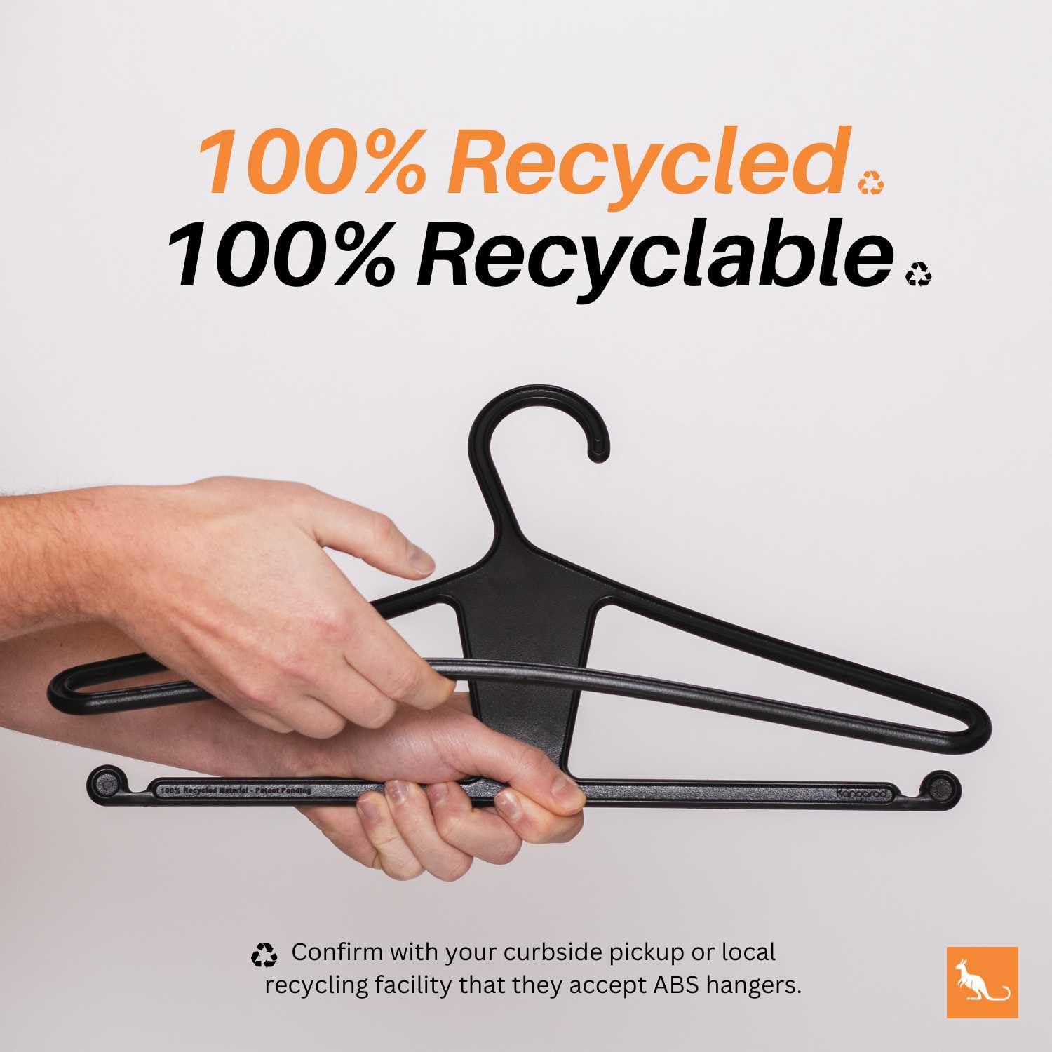 Kangaroo™ 100% Recycled High-Strength Clothing Hanger, Pants, Shirt, Jacket Hanger - Patented, Heavy Duty, Recycled, Suit Hanger, Coat Hanger, Non-Slip, Hangeroo™ (Charcoal 10-Pack)