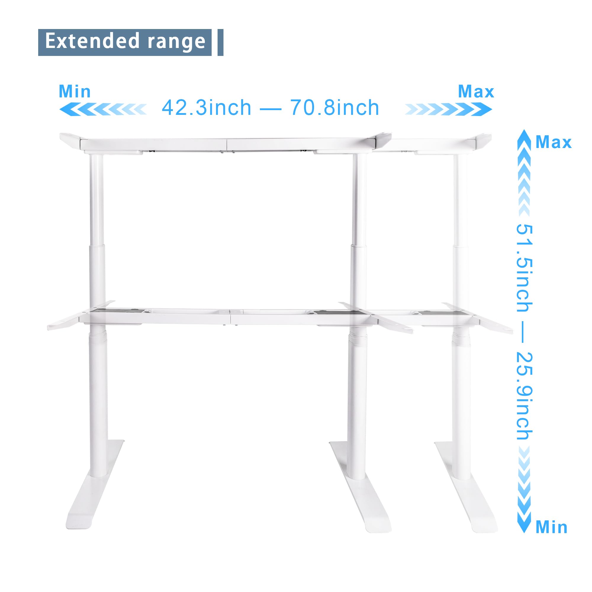 Fromann 3 Tier Oval Legs Dual Motor Electric Standing Desk Frame Height Adjustable Handset with USB A+ C Ports Sit Stand up Desk Base (White)