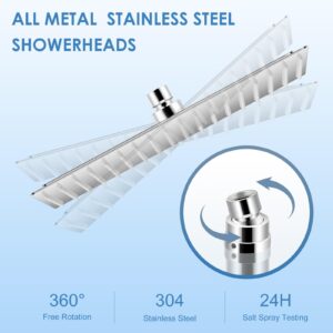 KINLIV 16 inch Large Rain Shower Head Ceiling Mounted - All Metal 304 Stainless Steel, Full Body Rainfall Shower with 324 Silicone Nozzles - Waterfall Bathroom Square Showerheads, Chrome Polished