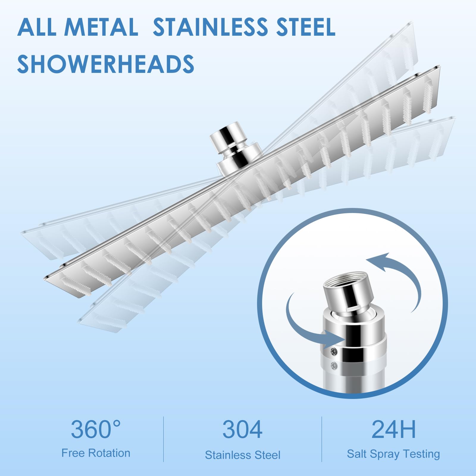 KINLIV 16 inch Large Rain Shower Head Ceiling Mounted - All Metal 304 Stainless Steel, Full Body Rainfall Shower with 324 Silicone Nozzles - Waterfall Bathroom Square Showerheads, Chrome Polished