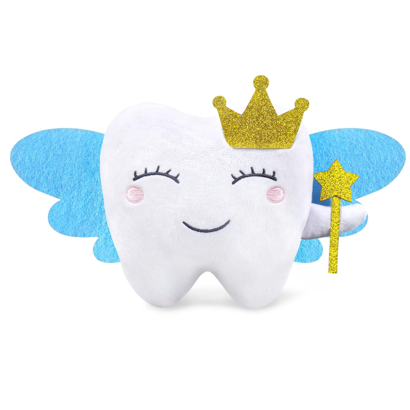 GALSOR Tooth Fairy Pillow with Wings Tooth Fairy Plush Doll with Pocket Tooth Souvenir for Kids Boy Girl, 6 x 10.8 inches