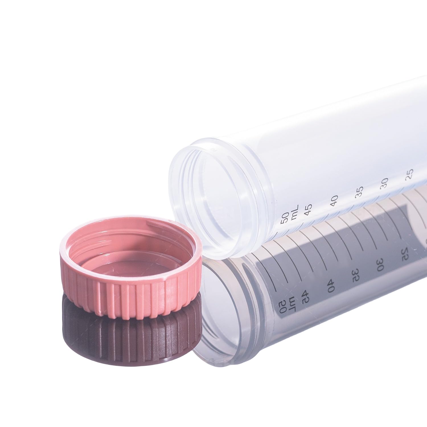 A-GEN 50mL Centrifuge Tubes with 5-Color Screw Caps [2Recycle Racks*25Tubes], USP VI Grade PP, Max RCF 12,000xg, Gamma Sterile, DNase/RNase Free,Non-Pyrogenic, Autoclavable [50PCS, 50mL Racked]