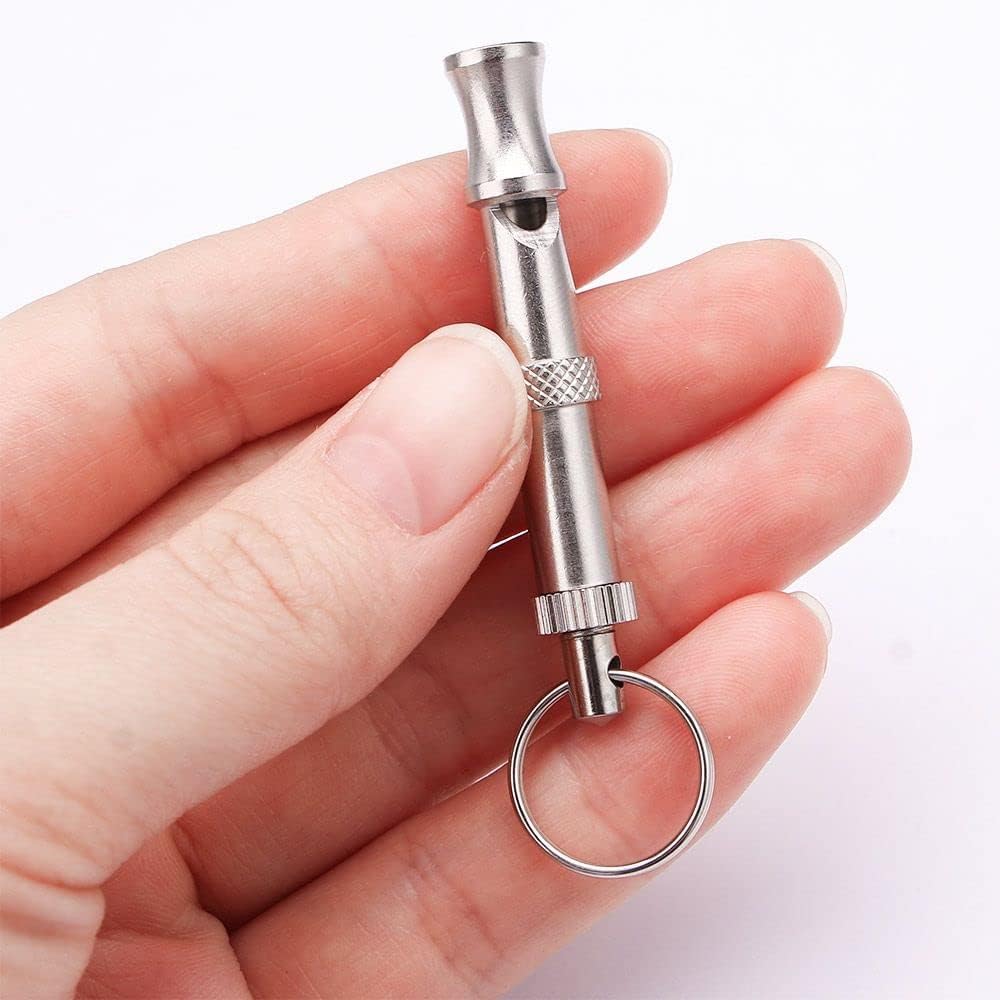 Silver Adjustable Ultrasonic Dog Whistle,Portable Whistle Pet Whistle Supersonic Whistle Dog Whistles for Pet Training，Training and Behavior Aids，Dog Whistles