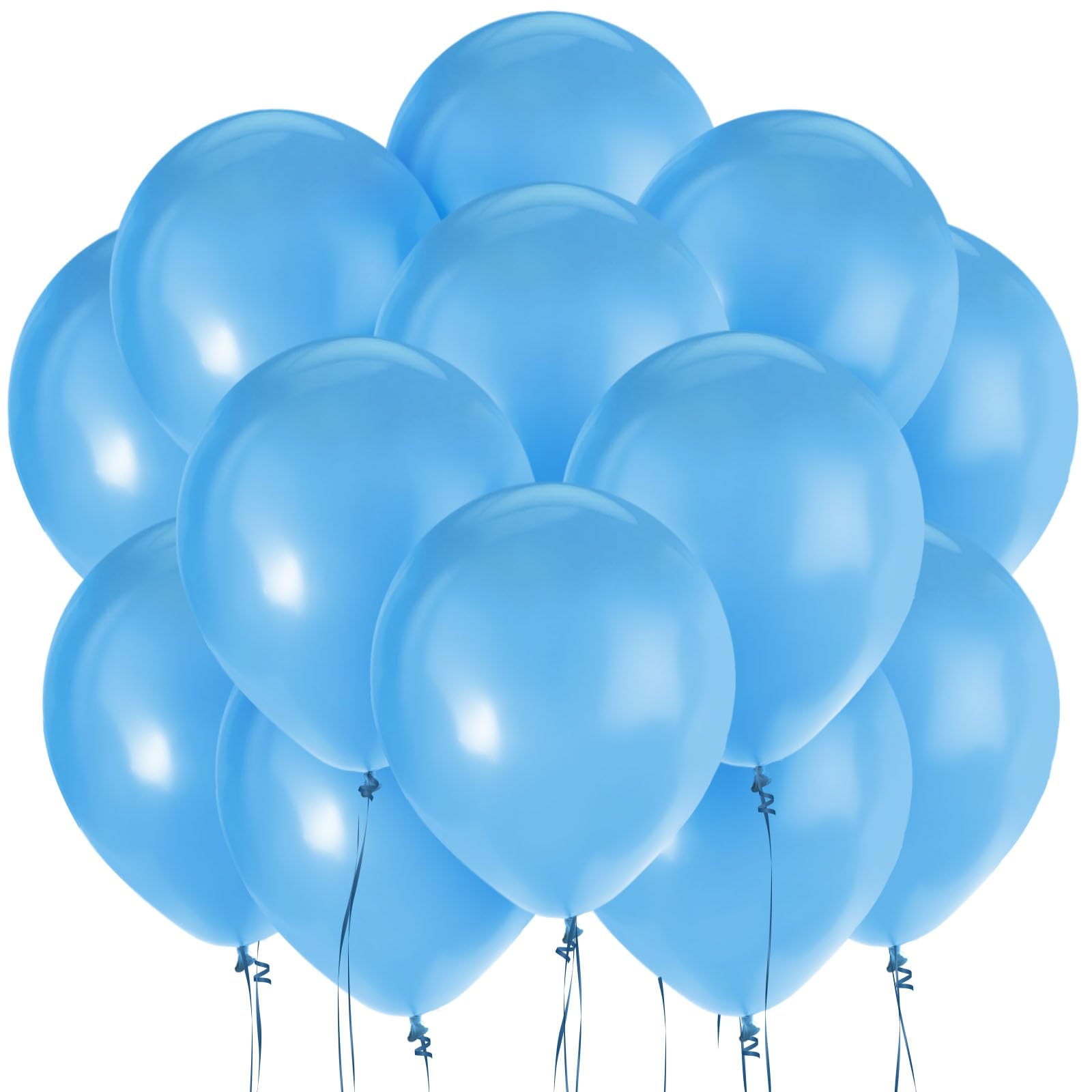 AMOR PRESENT 110PCS Light Blue Balloons, 12 Inch Party Latex Balloons with Ribbon Helium Balloons for Birthday Baby Shower Graduation Wedding Party Decorations