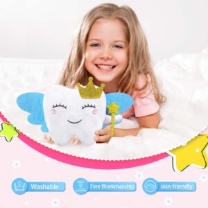 GALSOR Tooth Fairy Pillow with Wings Tooth Fairy Plush Doll with Pocket Tooth Souvenir for Kids Boy Girl, 6 x 10.8 inches