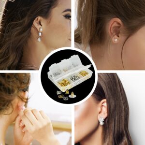 Mevodeata Earring Backs 6 Styles 170 Pcs, Hypoallergenic Metal Earring Backs, Bullet Shape Safety Earring Backs Replacements for Earring Studs Hoops