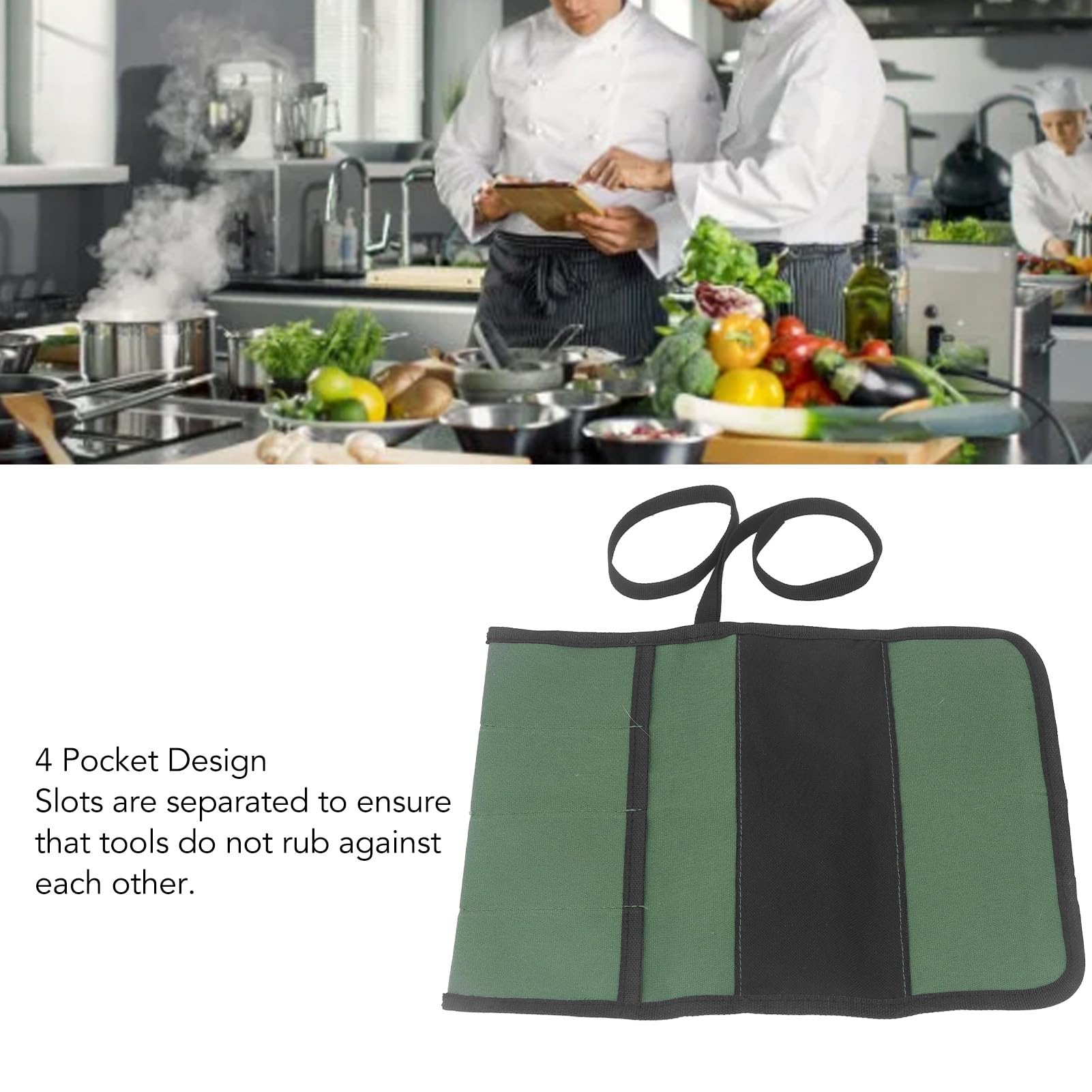 4 Pocket Chef Knife Roll Bag, Foldable Knife Cultery Carrier, for Home