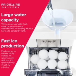 Frigidaire, Countertop Artisanal Sphere Ice Machine, Transparent Window, Gourmet Ice Maker, 84 Sphere per Day Capacity, Auto Self Cleaning Ice Making Machine - 16.75"D x 11.75"W x 20.25"H (White)