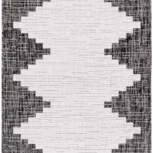 Hauteloom Djugun Living Room, Bedroom Patio Outdoor Area Rug - Contemporary - Black,Charcoal,Off White - 6'7" x 9'