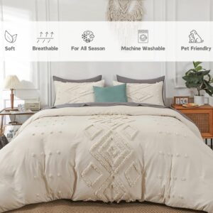 HAOWANER Boho Duvet Cover Full Size Duvet Cover Set, Boho Home Decor, 3 Pieces Full Duvet Cover Full Size Duvet Cover Size, Boho Bedding, Duvet Cover Full/Queen, Beige Duvet Cover Full, No Comforter