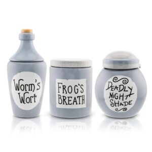 disney the nightmare before christmas sally's mini storage jars 3-piece set replica | sculpted ceramic kitchen containers for snacks