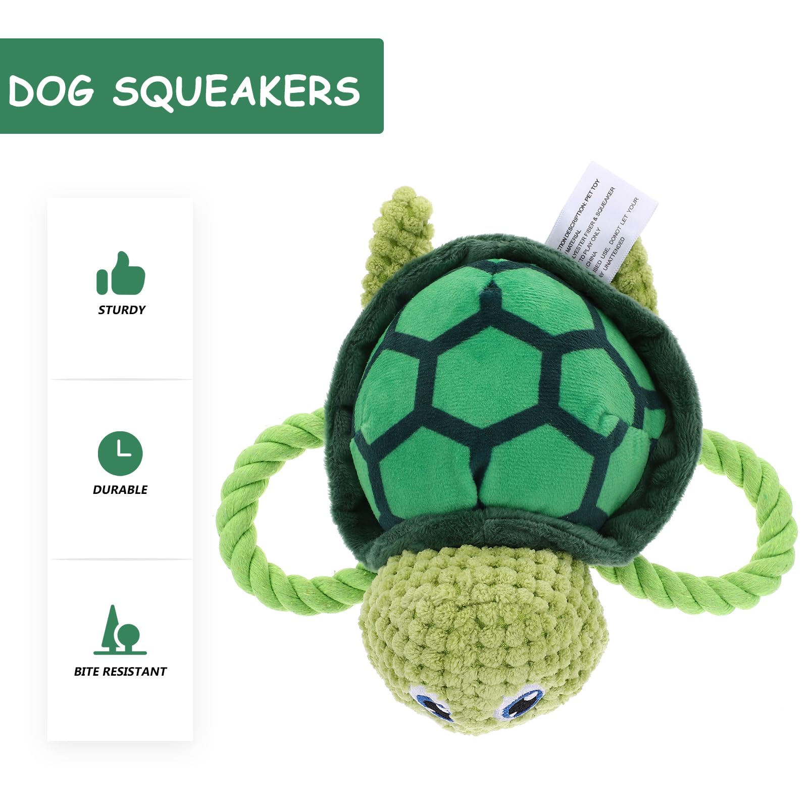 FRCOLOR Dog Toy, Puppy Chew Teething Toys, Tough No Stuffing Turtle Toys for Aggressive Chewers for Small Medium Large Dogs