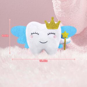 GALSOR Tooth Fairy Pillow with Wings Tooth Fairy Plush Doll with Pocket Tooth Souvenir for Kids Boy Girl, 6 x 10.8 inches