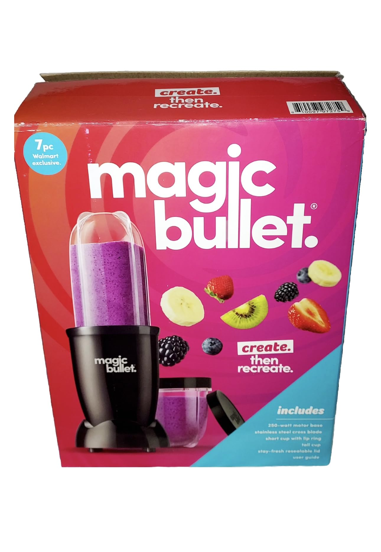 Magic Bullet 7-Piece 250 Watts Personal Blender 18 oz. MBR-0701AKP, All Black