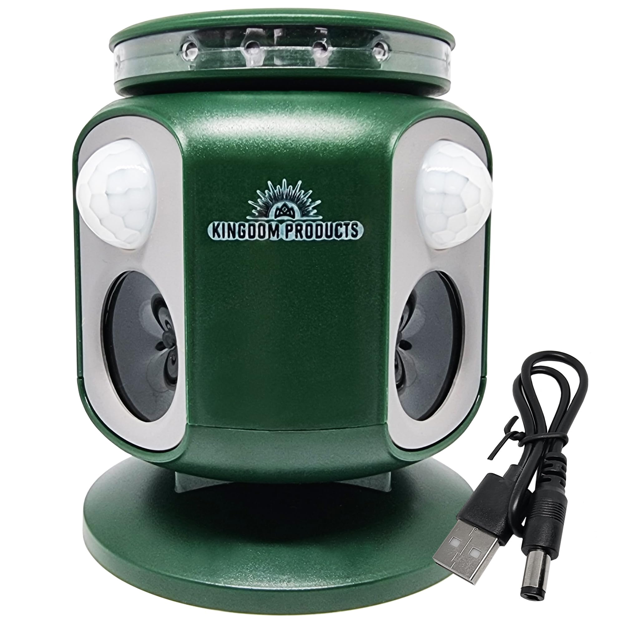 Newest Expanded Detection Range Solar Animal Repeller - Animal Repellent Outdoor Motion Activated by 2 Newest Sensors, Wider Range of 220 Degree, Stronger LED Lights and 2 Alarms, USB Cable