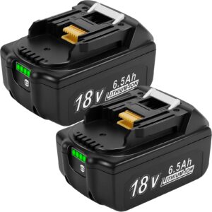 husue 2 pack 18v 6.5ah replacement battery for makita 18v battery, li-ion battery replace for makita 18v battery bl1815 bl1820 bl1825 bl1830 bl1835, compatible with makita 18v cordless power tools