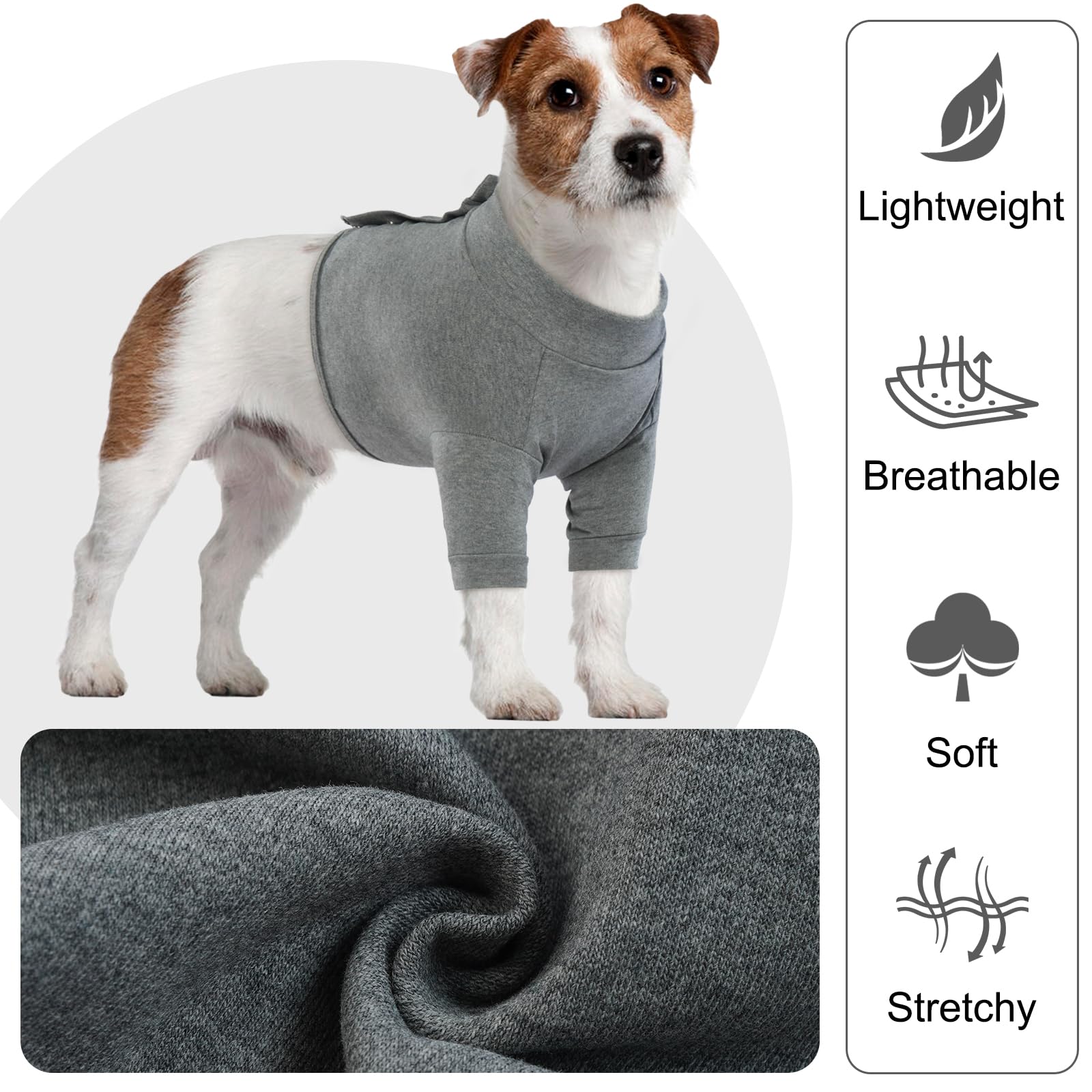 IDOMIK Dog Recovery Sleeve, Dog Surgery Recovery Suit Front Leg, Comfy Dog Joint Leg Sleeves After Surgery, Dog Elbow Braces Protector for Leg Injuries & Joint Pain, Dog Cone Collar Alternatives,Grey