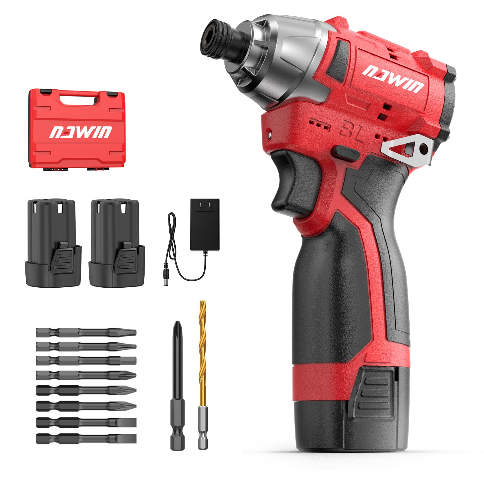 Cordless Impact Driver Kit 16.8V Max Torque 140Nm（105ft-lbs）High Rotation Electric Impact Driver Brushless Motor Continuously Variable Rechargeable 1/4" impact driver 2.0Ah Batteries