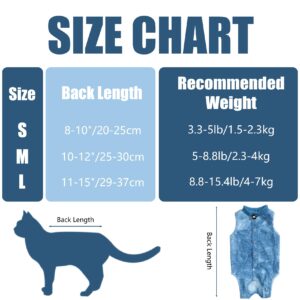 Cat Recovery Suit for Male and Female Surgical Post Surgery Soft Cone Onesie Tie Dye Cats Shirt Clothes Neuter Licking Protective Diapers Outfit Cover Kitten Spay Collar Alternative(Navy Blue, L)