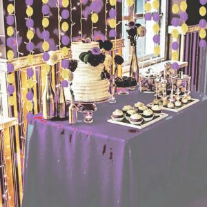 Graduation Party Decorations Purple Gold 2024/Purple Gold Graduation Decorations/Purple Gold Birthday Party Decorations Purple Paper Garlands for Eid Mubarak Decorations/Bridal Shower