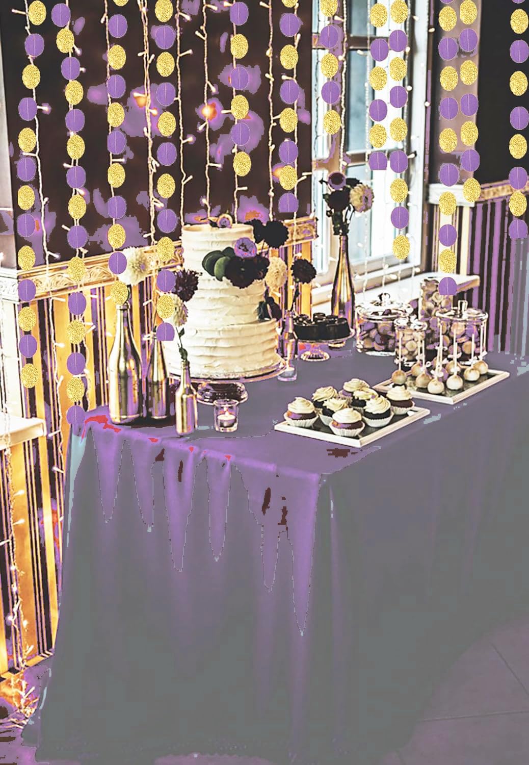 Graduation Party Decorations Purple Gold 2024/Purple Gold Graduation Decorations/Purple Gold Birthday Party Decorations Purple Paper Garlands for Eid Mubarak Decorations/Bridal Shower