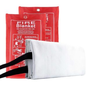 votpvck emergency fire blanket for home and kitchen,fireplace grill camping,survival gear emergency supplies,flame retardant protection and heat insulation,2 pack fibeglass blanket 39’’x39’’