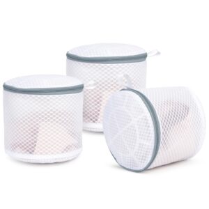 geiteoa 3 pack mesh laundry bags for delicates, mesh bra bags with hanging loop, 6 x 7 inches lingerie bags for laundry