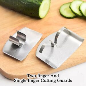 Medsuo 2pcs Stainless Steel Finger Guards for Cutting, Kitchen Finger Hand Protector for Meat Cutting Vegetable Fruit Slicing (2 Styles)