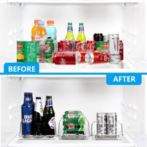 BingoHive 2 Packs Clear Width Adjustable Soda Can Organizer for Refrigerator Expandable Soda Can Dispenser for Beer Soda Seltzer Pop Can Soda Expand Organizer for Fridge Kitchen Pantry