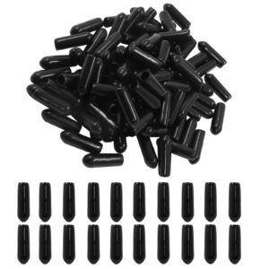 unlorspy 100pcs black rubber end caps flexible pvc round end cap cover,soft and durable plastic screw thread protectors for screw bolt pipe and tubing tip (4mm id)