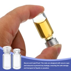 PATIKIL 3ml Sample Vials, 8 Pack Lab Empty Vials with Butyl Rubber Stopper and Crimp Top Caps Borosilicate Glass Vial, Transparent