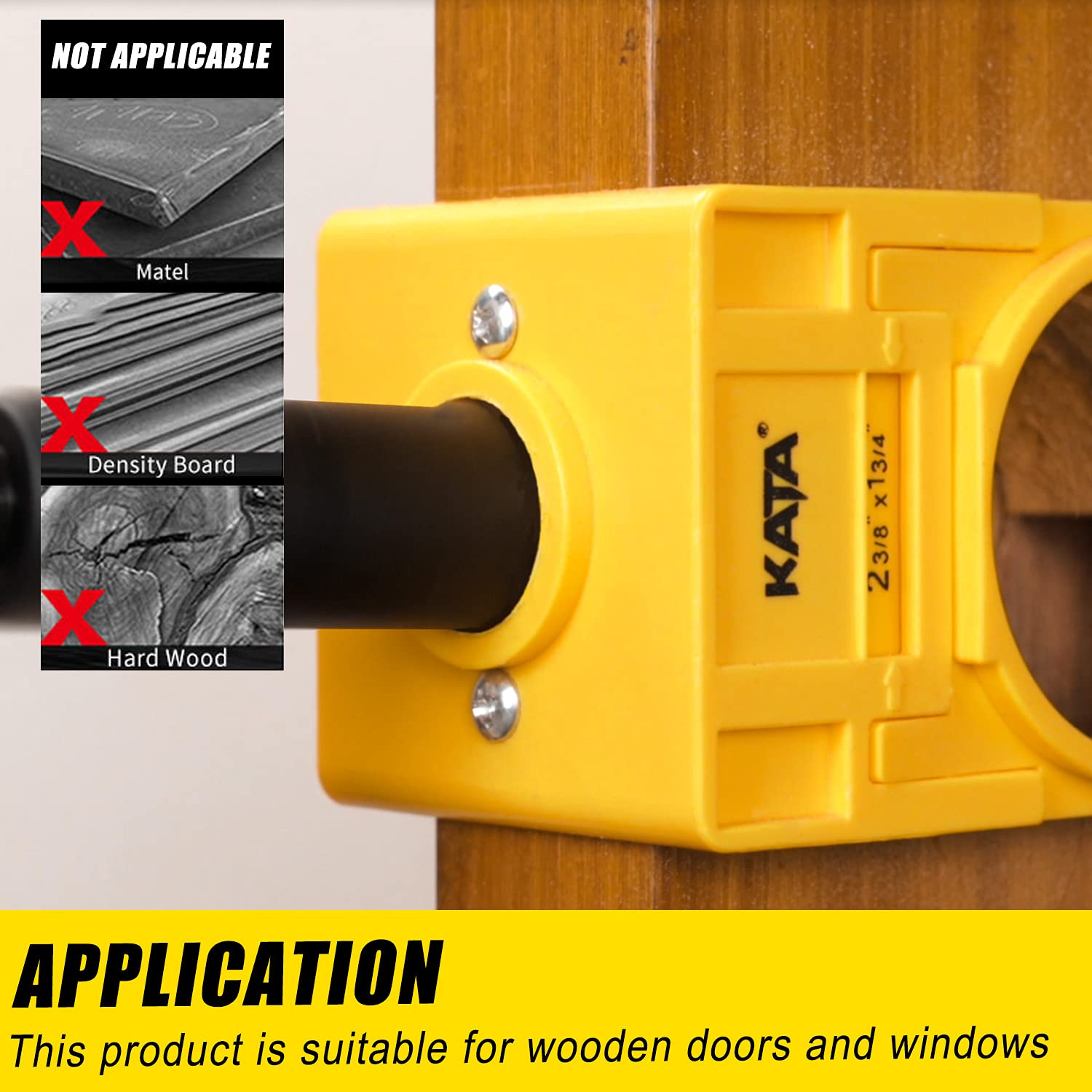 KATA 1-3/8" - 1-3/4" Door Lock Installation Set with Guide Template, Door Lock Hole Saw Kit Ideal for Wooden Doors