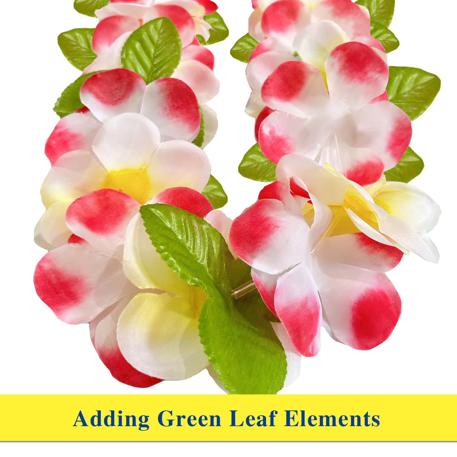 FreshDear 15 Counts Hawaiian Leis Flower, Leis Necklace Hawaiian For Adults luau Party Supplies, Summer Beach Vacation,Theme Party Decorations, Birthday, Graduation,Wedding.