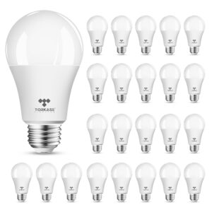 torkase a19 led light bulbs 100 watt equivalent, 13 watt 1500 lm bright standard led bulbs non-dimmable,e26 screw base, 5000k natural daylight white,milky energy saving light bulbs,ul listed(24-pack)