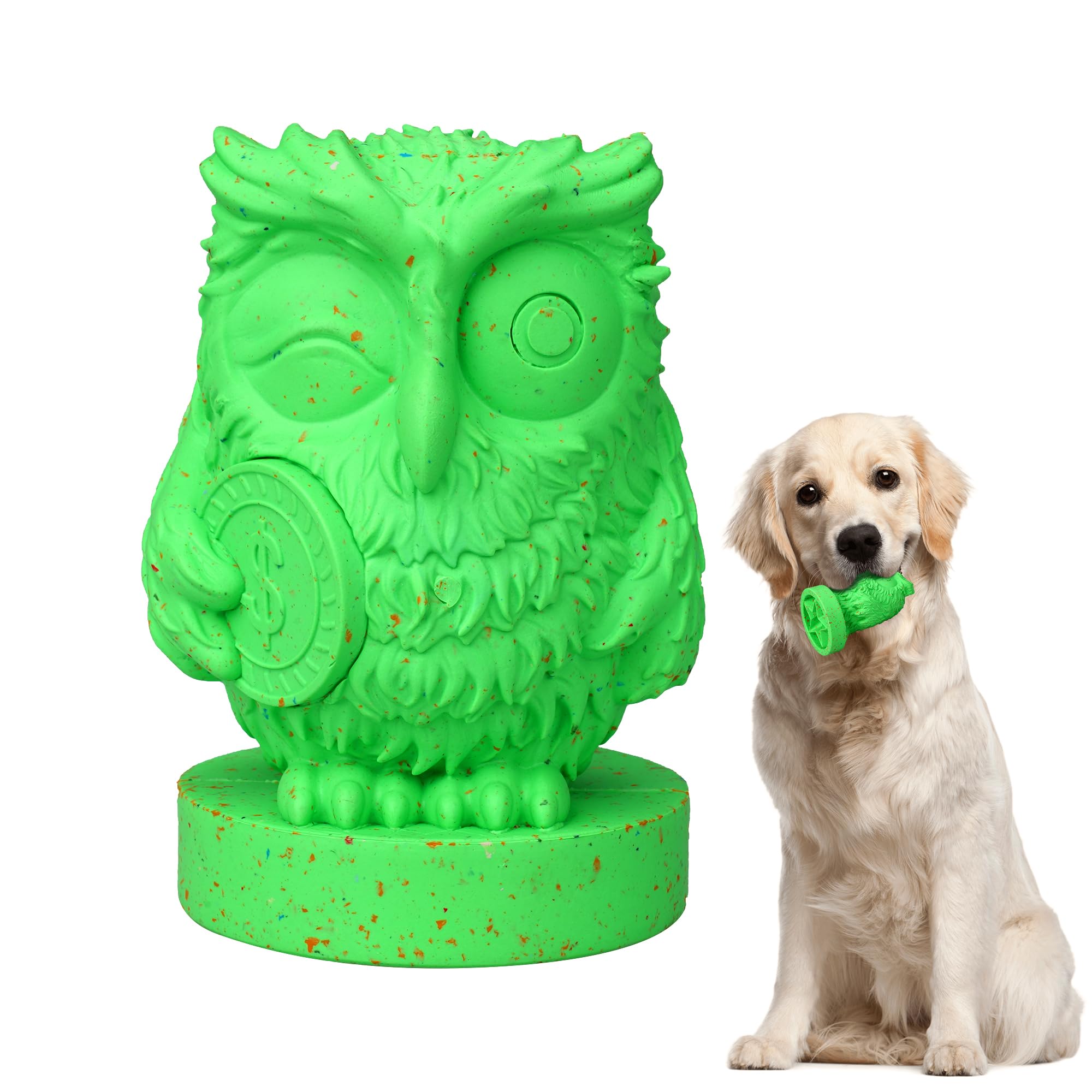 LEE BONBON Owl Interactive Dog Toy - Cute Rubber Enrichment Toys with Food Dispense for Medium and Large Breeds - Indestructible Pet Chew Plaything for Training, Boredom, Fun Playing, Tooth Care