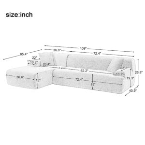 P PURLOVE Modern L-Shape Modular Sectional Sofa,Simplified Style Upholstered Sectional Sofa Couch,2 Piece Free Combination Sofa for Living Room