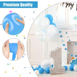 AMOR PRESENT 110PCS Light Blue Balloons, 12 Inch Party Latex Balloons with Ribbon Helium Balloons for Birthday Baby Shower Graduation Wedding Party Decorations