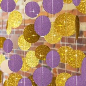 Graduation Party Decorations Purple Gold 2024/Purple Gold Graduation Decorations/Purple Gold Birthday Party Decorations Purple Paper Garlands for Eid Mubarak Decorations/Bridal Shower