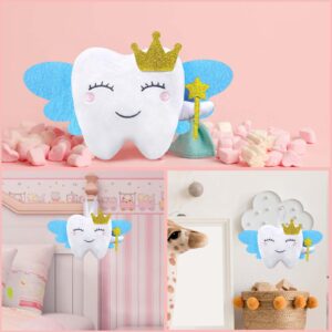 GALSOR Tooth Fairy Pillow with Wings Tooth Fairy Plush Doll with Pocket Tooth Souvenir for Kids Boy Girl, 6 x 10.8 inches