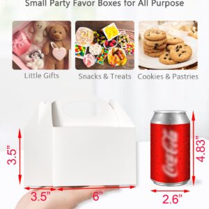 Shallive 25 Pcs Small Party Treat Boxes, 6 Inch Candy Cookie Goodie Gift Bags Gable Box for Kids Birthday Party, White