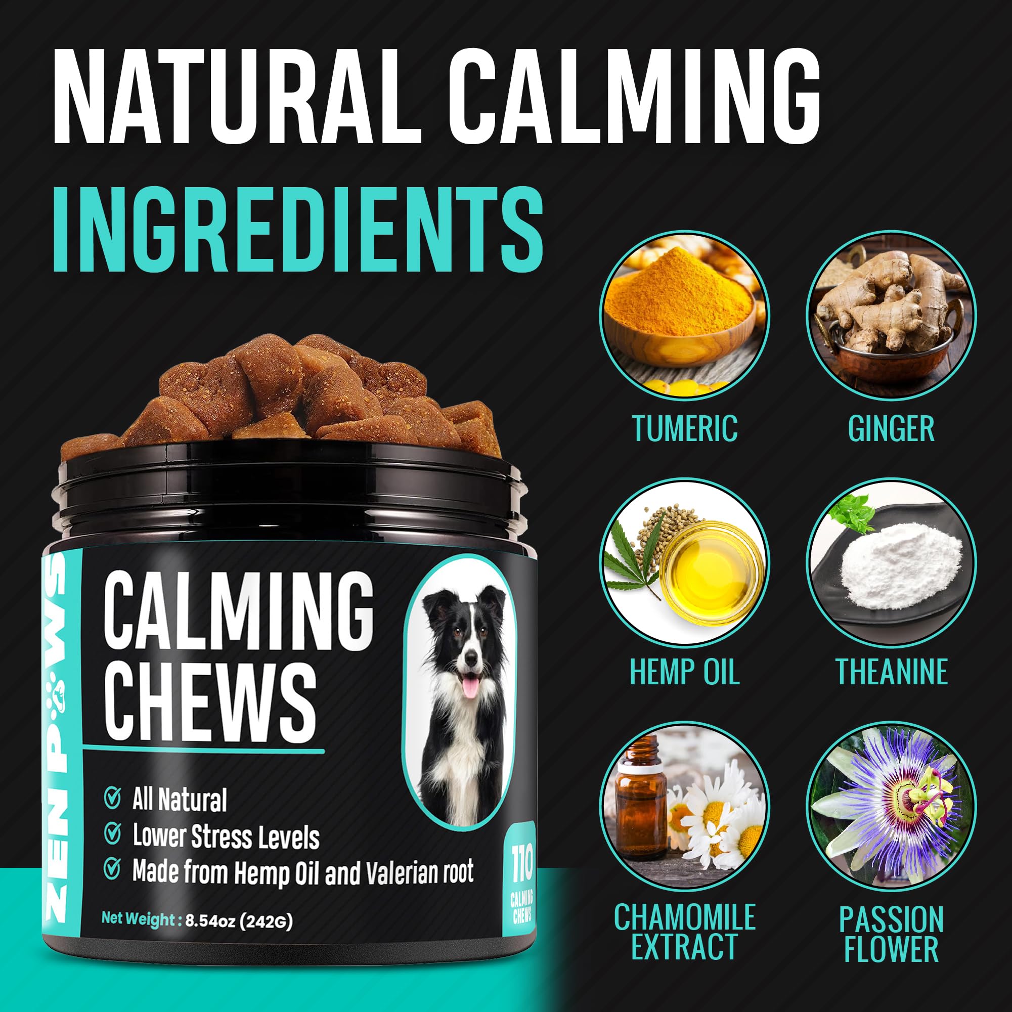 Zenpaws Hemp Calming Chews for Dogs - Supplement Treats for Anxiety Relief, Stress, Storms, Barking, Separation - Sleep Aid - All Breeds & Sizes