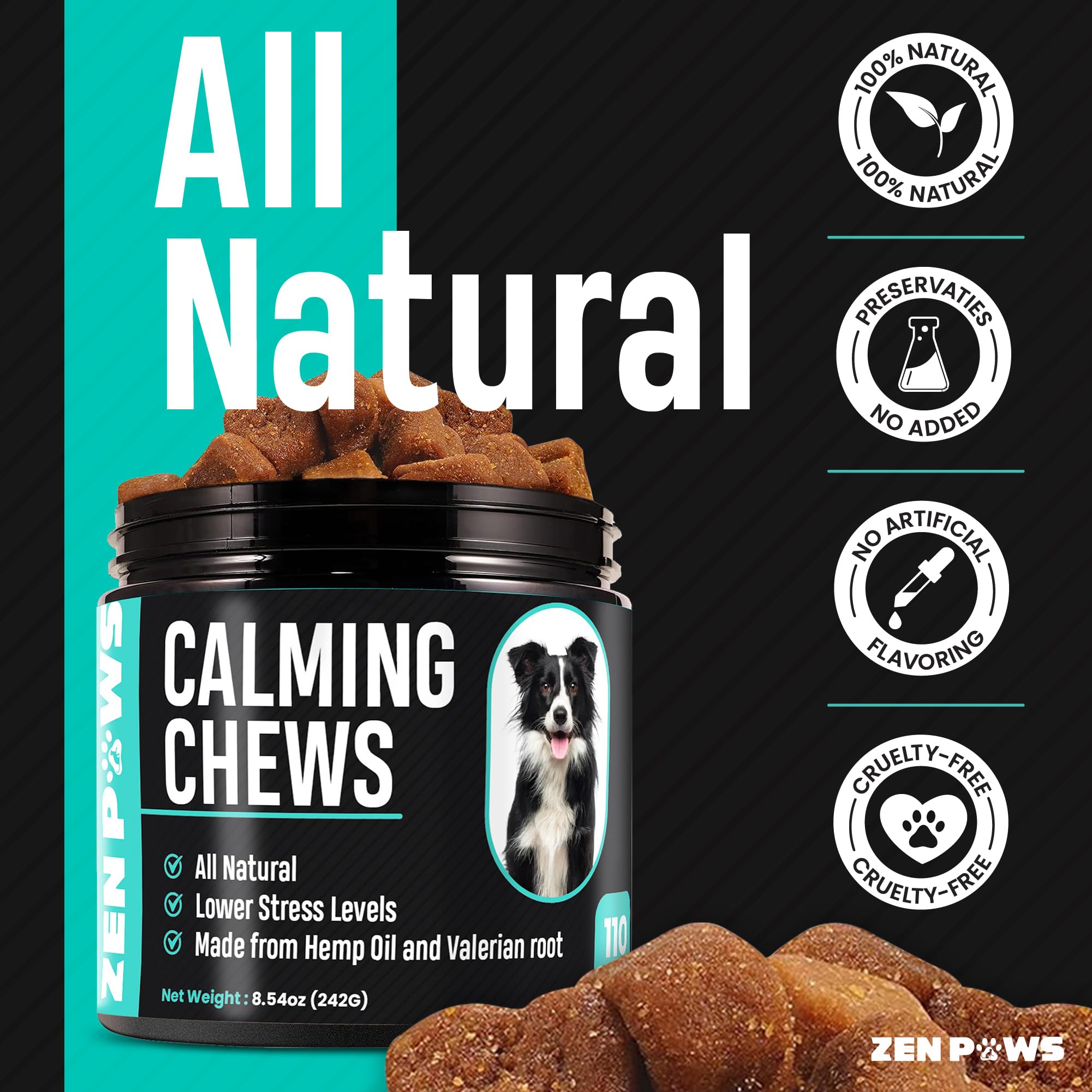 Zenpaws Hemp Calming Chews for Dogs - Supplement Treats for Anxiety Relief, Stress, Storms, Barking, Separation - Sleep Aid - All Breeds & Sizes