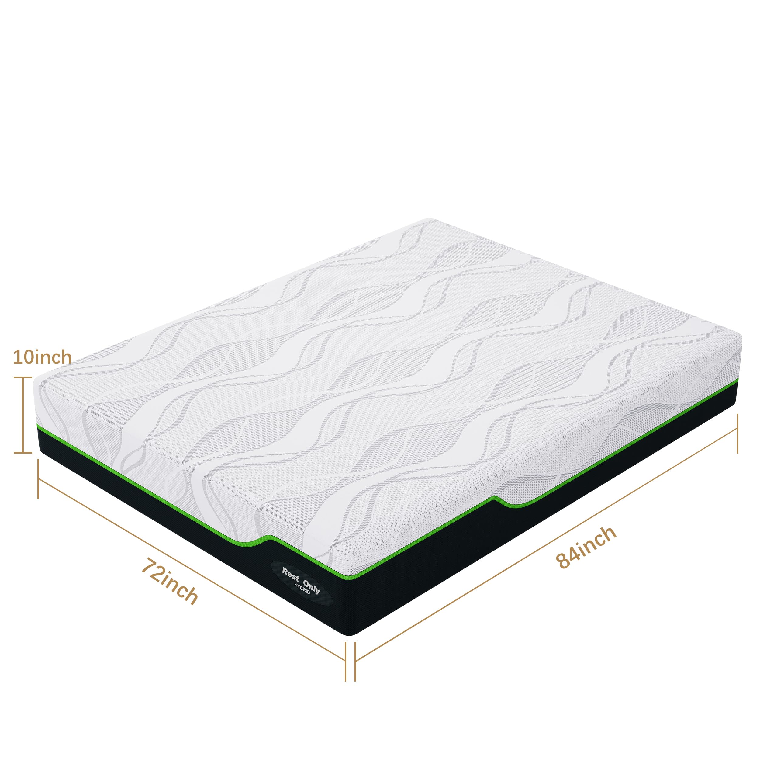 Rest Only California King Mattress, 10 Inch Hybrid California King Size Mattress in a Box, Memory Foam and Pocket Spring, Pressure Relief & Motion Isolation, Strong Edge Support, Medium Firm Feel