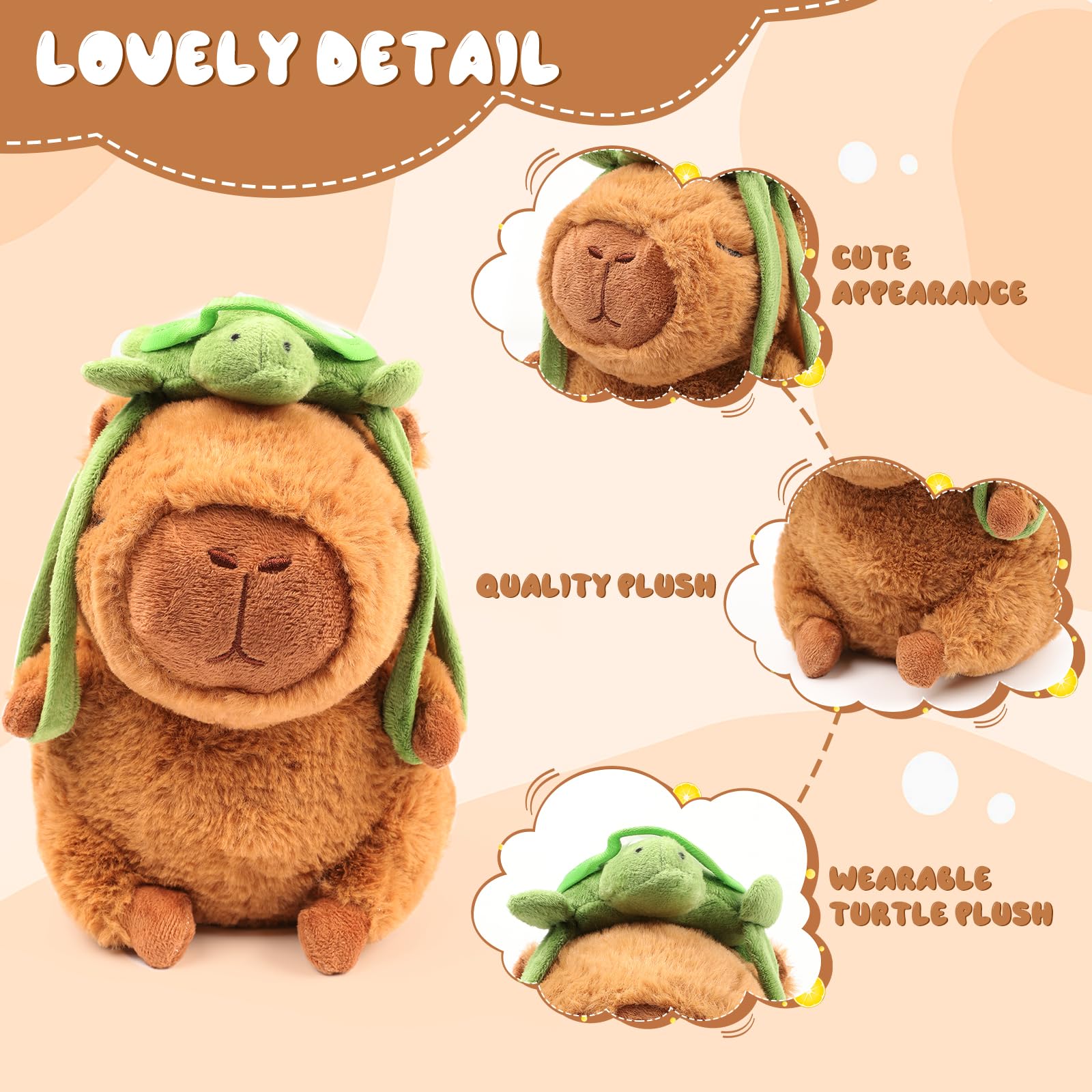 Arkdorz Cute Capybara Plush Toy,Kawaii Capybara Stuffed Animals Capybara Stuffed Toy,Soft Capybara Plush Doll Pillow for Kids Boys Girls (25cm/9.8 Inches)