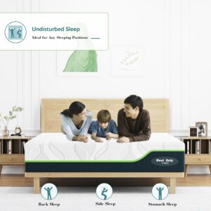 Rest Only California King Mattress, 10 Inch Hybrid California King Size Mattress in a Box, Memory Foam and Pocket Spring, Pressure Relief & Motion Isolation, Strong Edge Support, Medium Firm Feel