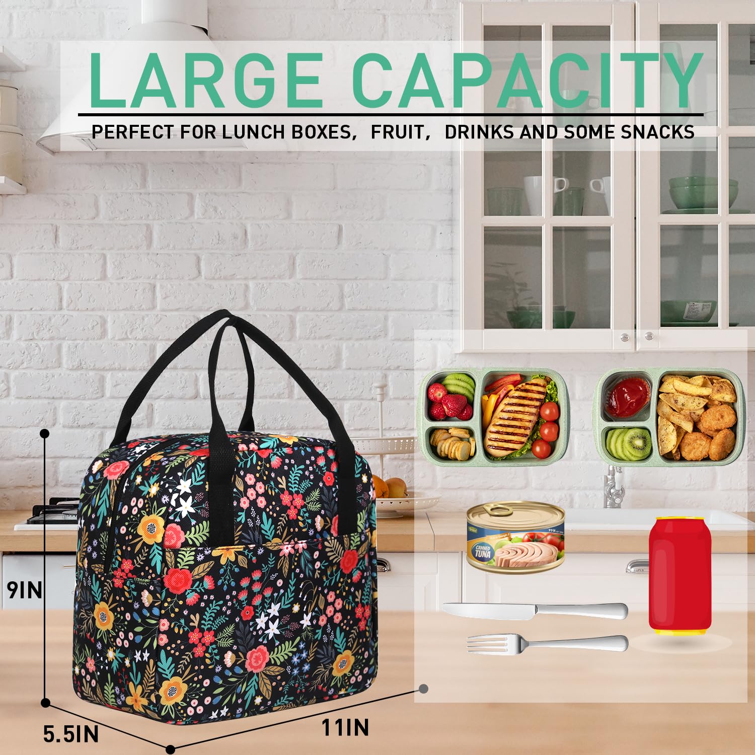 VLM Lunch Bag,Lunch Box for Women Men,Reusable Insulated Lunch Tote,Small Leakproof Cute Lunch Cooler with High Capacity for Work,Picnic,Camping