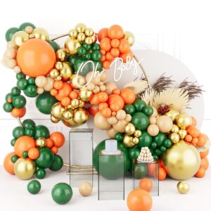 deiiom orange green balloons arch garland kit-133pcs metallic gold balloon nude balloon for bridal shower，christmas，birthday，wedding，thanksgiving party decoration.