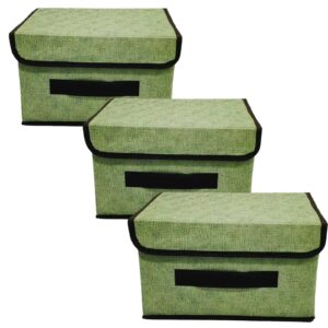 MDybfone 3-Pack Fabric Storage Bins with Lid,Small Storage Box with Lid for Home Organization, Perfect for Bedroom, Living Room, and Baby Room,Flip Top|Green