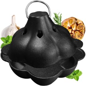 bolvoud pre-seasoned cast iron dutch oven pot – perfect garlic roaster and potato baker for kitchen oven or outdoor bbq grill – a must-have cast-iron ramekin pot with lid