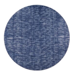 zacoo washable rug for living room 4x4 round rug solid blue rug modern carpet non skid rug distressed area rug for bedroom nursery dorm home office, blue